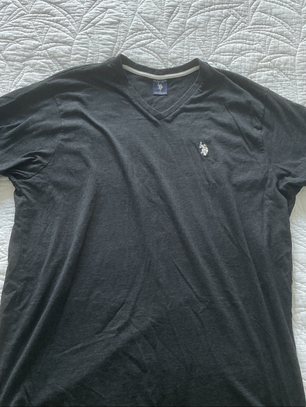 U.S. Polo Assn. Men’s Black V-Neck Tee with White Polo Logo